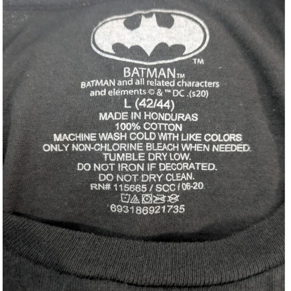 DC Comics Batman Black Yellow Bat Signal 100% Cotton Mens T-Shirt Size L - Picture 5 of 6